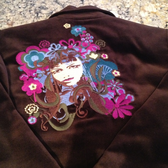 TRUE RELIGION brown jacket with back embroidery