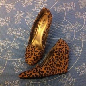 Leopard wedge shoe worn once.