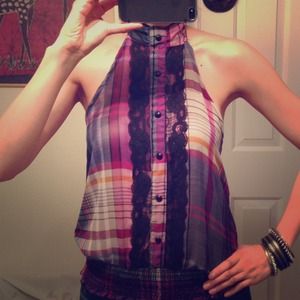 Purple halter lace top