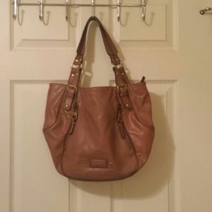 Nine West cognac leather bag with gold hardware