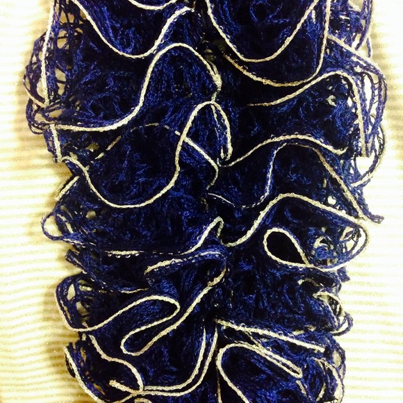Sashay ruffle scarf. Blue. Shimmery white edging - Picture 3 of 4