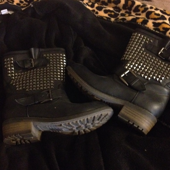 Studded biker boots