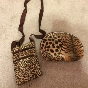 Cheetah bundle-- small purse and makeup bag