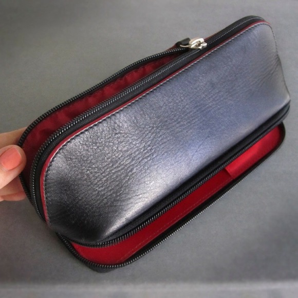 Black Leather Make-up Bag