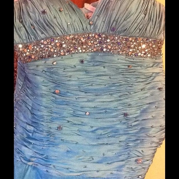 Aqua/light blue gown is great for prom - Picture 2 of 2