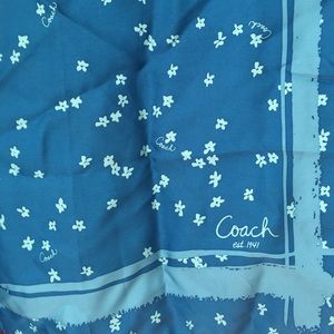 Coach Large Blue floral 100% silk scarf