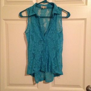 Blue Kirra Floral Lace Tank Top XS