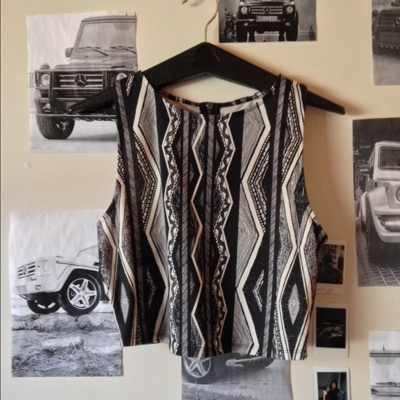 tribal right crop top with cut out back