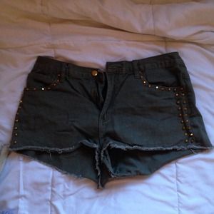 high waisted studded shorts