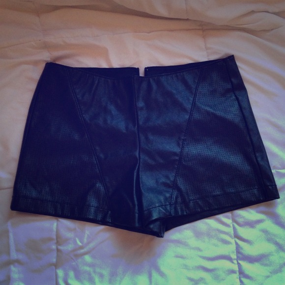 high waisted leather shorts