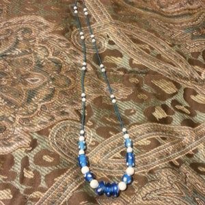 Blue polka dot necklace