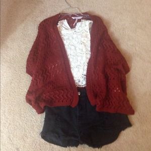 Dark orange crotched sweater
