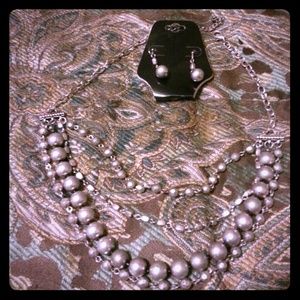 NBW sliver necklace and earring set