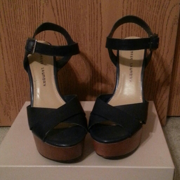 Dark blue wedge sandals