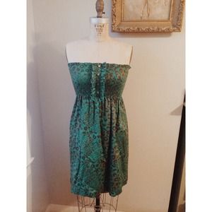 GIANNI BINI strapless, camo dress