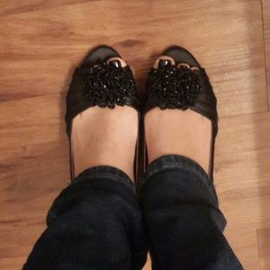 Short heels with beaded design on top