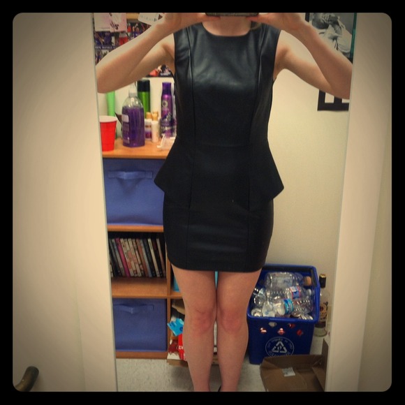 Leather Peplum BCBG dress NWT