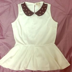 Peplum top with studded collar