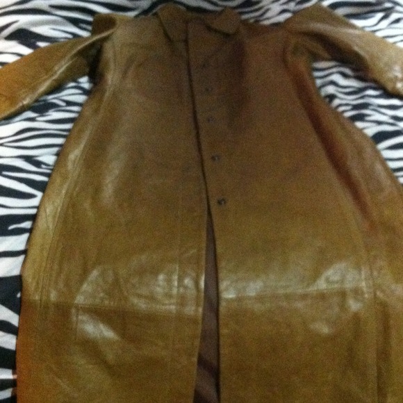 *price reduced* Brown Long Leather Trench Coat