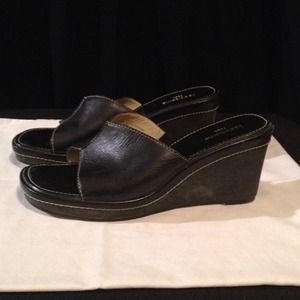 Black Wedge Slip-on Sandals