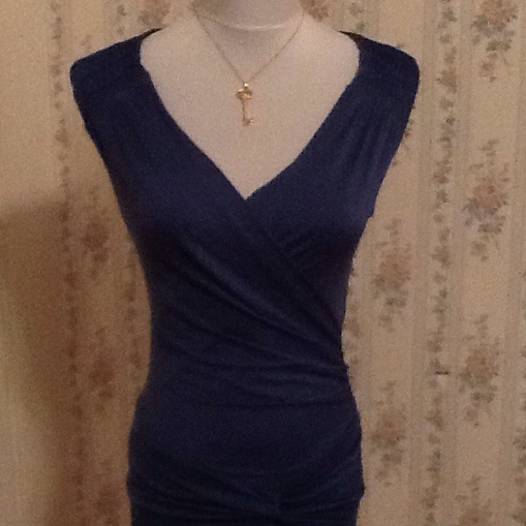 Sleeveless ( ROYAL  Blue) Top with a Singed Waist