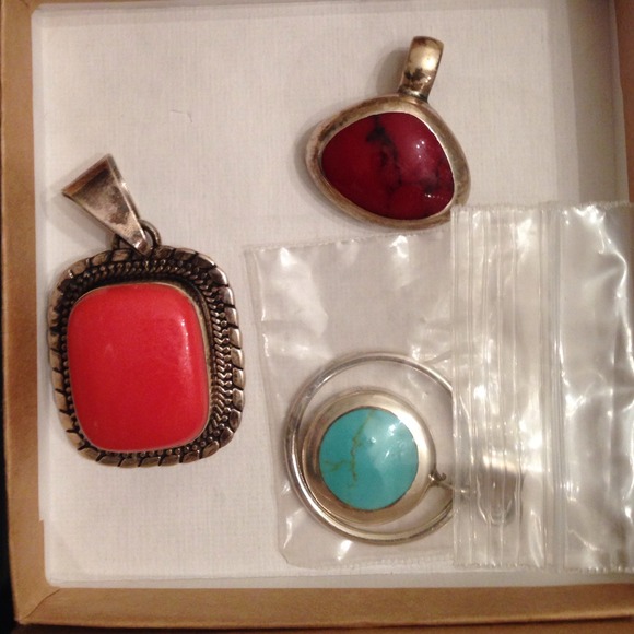 100% silver and turquoise or coral you choose - Picture 2 of 3
