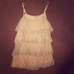 Gold ruffled tank top
