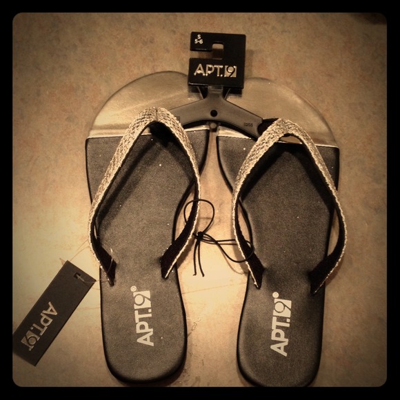 Silver glitter flip flops