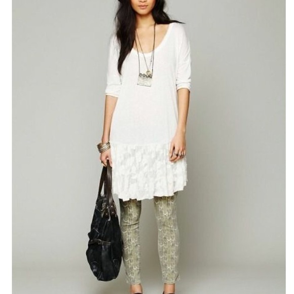 New Free People Shift Tunic Dress Cream XS