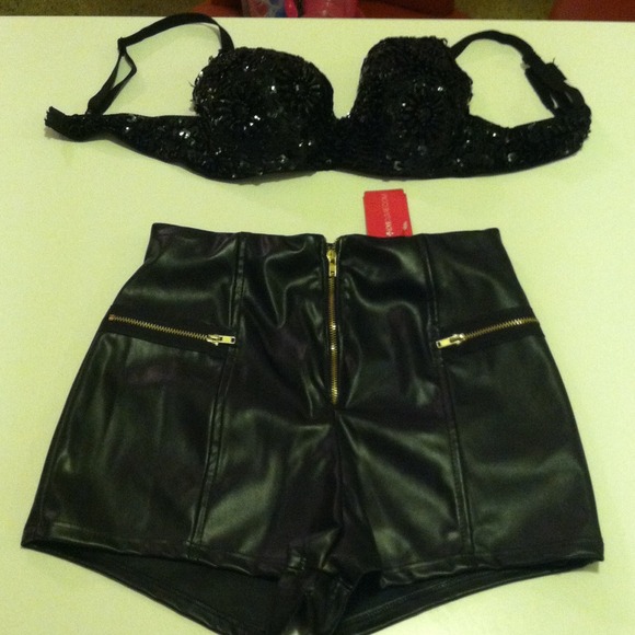 Pleather high waisted shorts