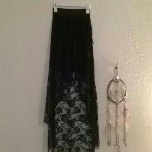 rose lace high low skirt