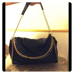 Black with gold chain purse
