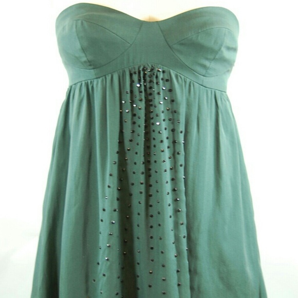 HAUTE HIPPIE Bustier Dress w/ Crystals in Emerald - Picture 1 of 2
