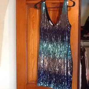 Sequined blue dress