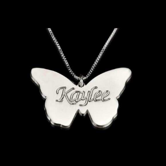 Sterling Silver Butterfly Pendant w/Engrave Name