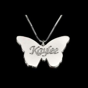Sterling Silver Butterfly Pendant w/Engrave Name
