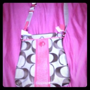 Authentic Coach Crossbody with pink accents