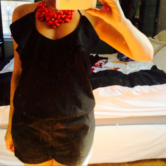 Black silk romper