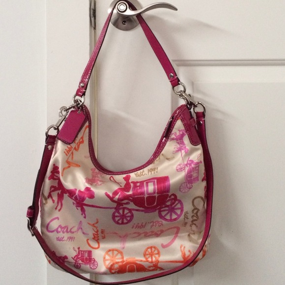 Coach pink handbag with umbrella