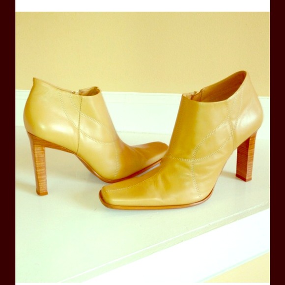 Beige Leather Ankle Boots