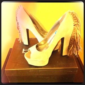 Bebe taupe platform heels