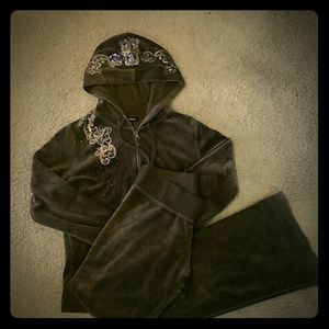 Velour zip up hoodie with pants