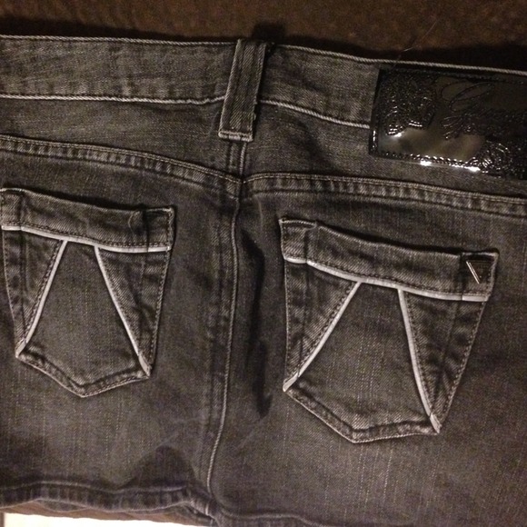 Guess black/grey denim mini skirt - Picture 3 of 4
