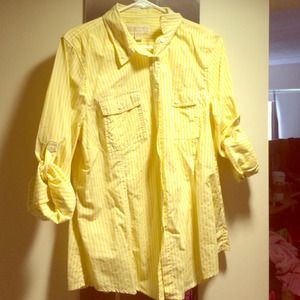 Michael Kors yellow rolled sleeve button up