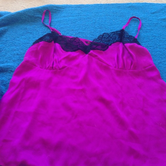 Sexy silk top with black lace detail