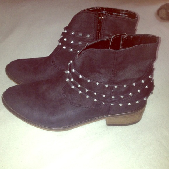 black studded booties