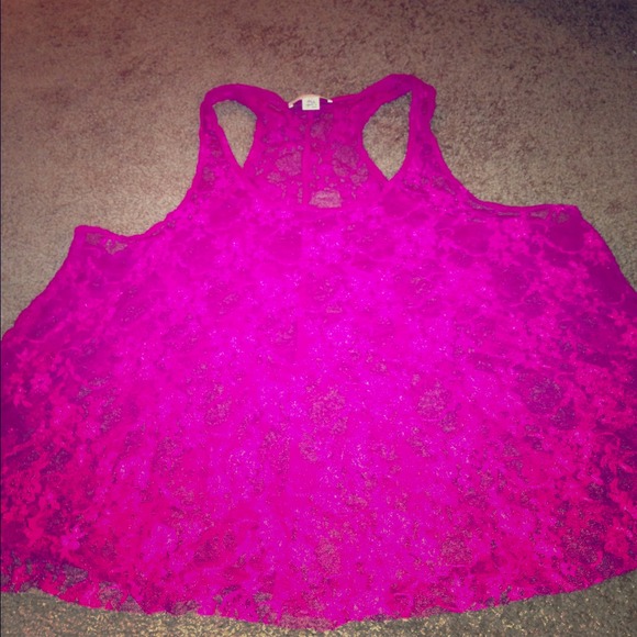 Pink Lace Crop Top 2x F21