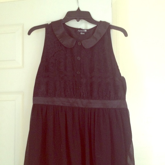 Black lace and chiffon mini dress