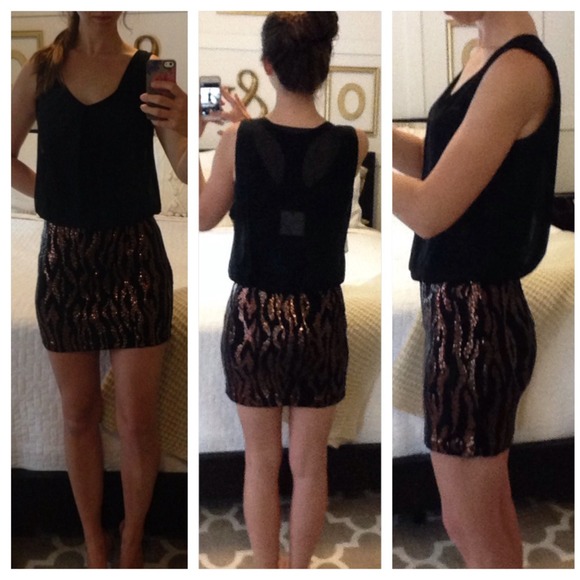 ✂Black Dress with Bronze Sequin Skirt - Picture 4 of 4