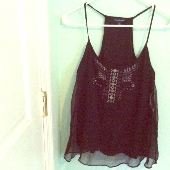 Black going out tank top with beads. Size small